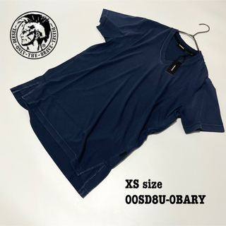 【新品】XS ディーゼル Tシャツ 半袖 Vネック ビンテージ加工 紺 ネイビー