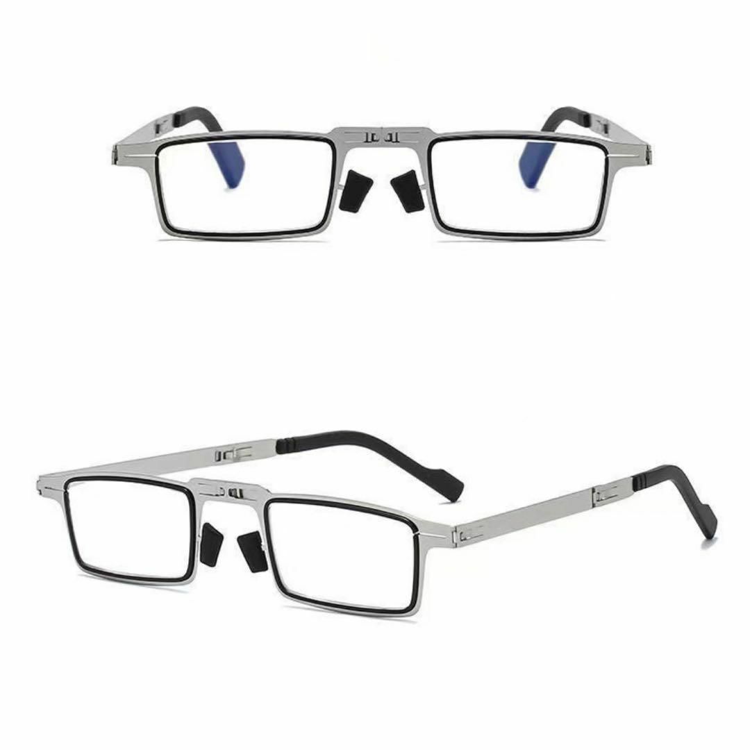 老眼鏡 メタルフレーム ブルーライトカット 折りたたみ式 ［+2.00］ レディースのファッション小物(サングラス/メガネ)の商品写真