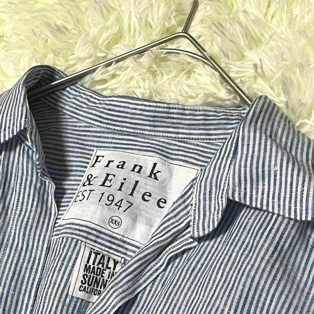 Frank&Eileen(フランクアンドアイリーン)の美品♡フランク＆アイリーン BARRY シャツ リネン 麻 青白 ストライプ レディースのトップス(シャツ/ブラウス(長袖/七分))の商品写真