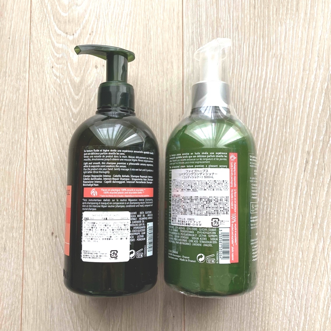 L'OCCITANE(ロクシタン)の【新品】　ファイブハーブスリペアリングシャンプー&コンディショナー　500ml コスメ/美容のヘアケア/スタイリング(シャンプー/コンディショナーセット)の商品写真