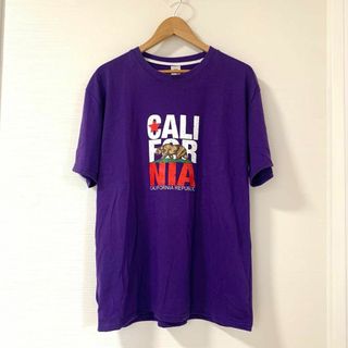 美品 Tシャツ カットソー カジュアル 紫 パープル(Tシャツ/カットソー(半袖/袖なし))