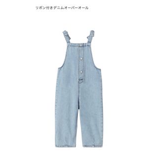 ZARA KIDS - ZARA kids  リボン付きデニムオーバーオール　2-3歳(98㎝)