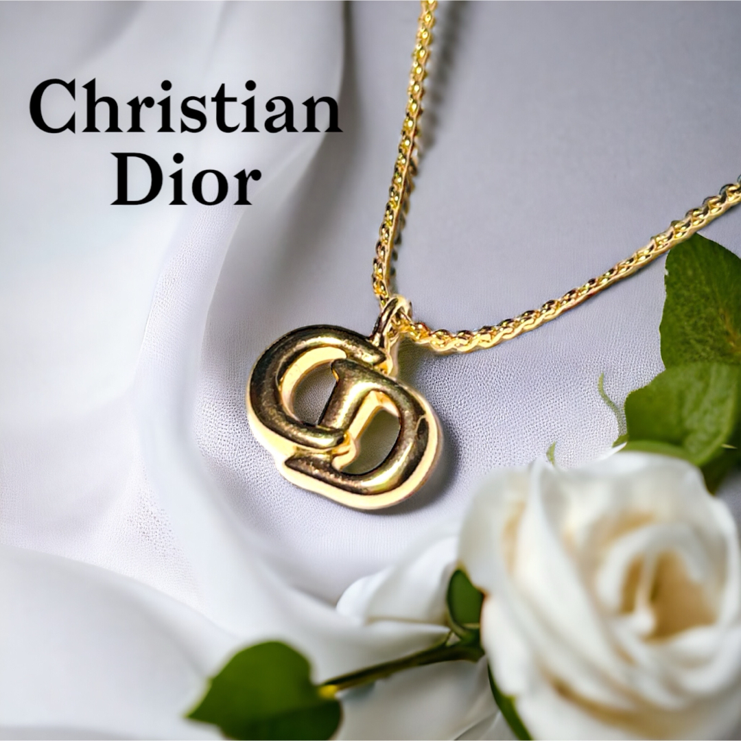 Christian Dior(クリスチャンディオール)の【美品】Christian Dior ネックレス CDロゴ ゴールド 刻印あり レディースのアクセサリー(ネックレス)の商品写真