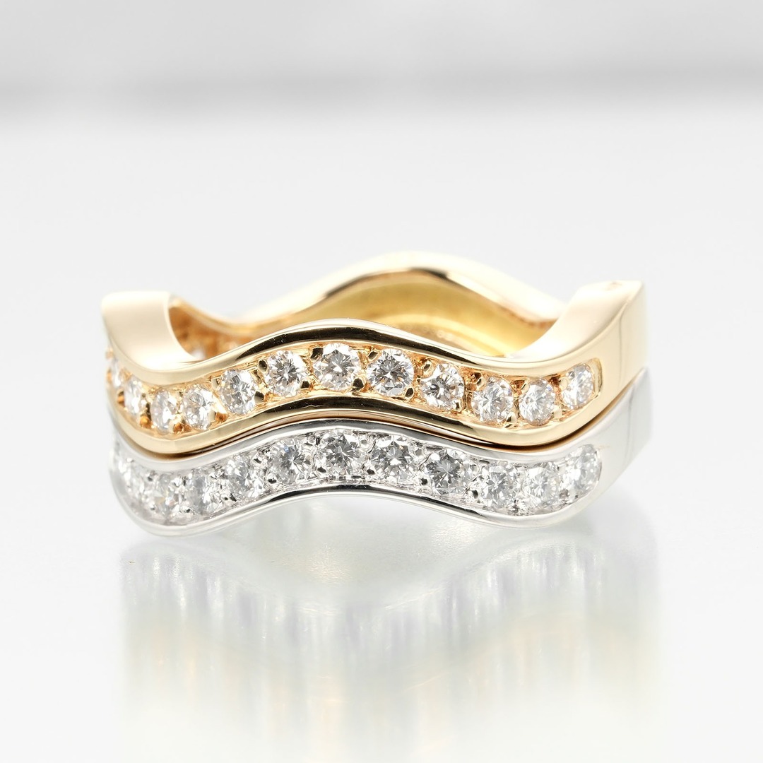 Cartier(カルティエ)の【CARTIER】カルティエ ネプチューン 2連 K18ゴールド×ダイヤモンド×YG WG 9号 約8.24g レディース リング・指輪 レディースのアクセサリー(リング(指輪))の商品写真