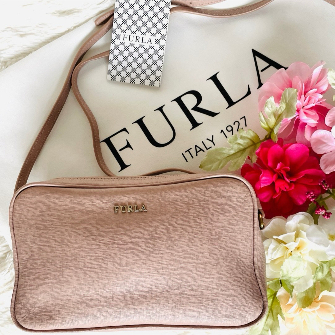 Furla(フルラ)の極美品★FURLA フルラ リリー ショルダーバッグ くすみピンク ダブルジップ レディースのバッグ(ショルダーバッグ)の商品写真