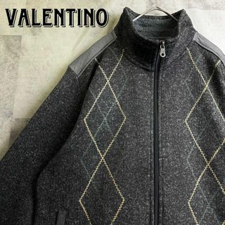 ジャンニバレンチノ(GIANNI VALENTINO)の美品 ジャンニ バレンチノ ジップアップジャケット アーガイル ブラック XL(ブルゾン)