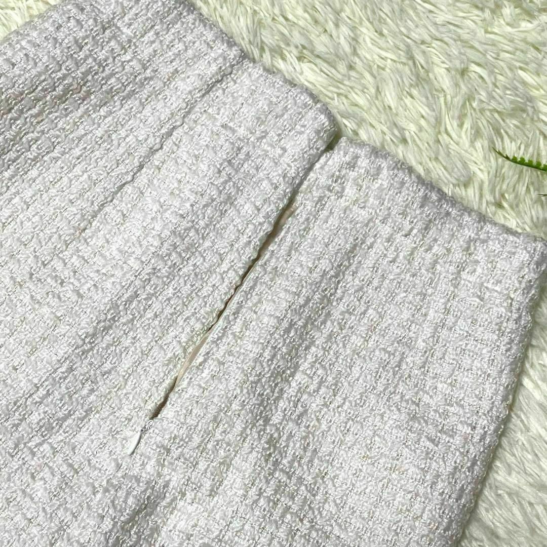 GRL(グレイル)の新品　GRL グレイル　スカート　膝丈　ウール　ラメ　厚手　白　ホワイト　S レディースのスカート(ひざ丈スカート)の商品写真