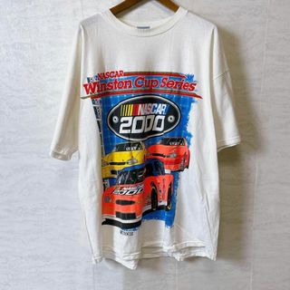 ナスカーNASCAR　レース物　サイズ2ＸＬ　00年　白ホワイト　メンズ　古着(Tシャツ/カットソー(半袖/袖なし))