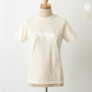 MAISON KITSUNE' - メゾンキツネ Tシャツ カットソー ロゴ プリント ベージュ