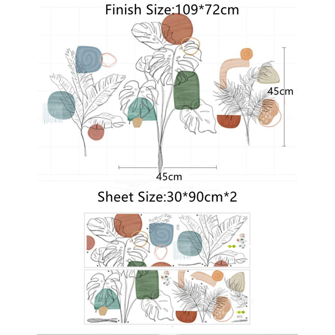 ウォールステッカー おしゃれ 植物 手描き 水彩画 大きい 観葉植物 北欧 インテリア/住まい/日用品のインテリア小物(その他)の商品写真