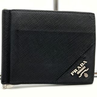 プラダ(PRADA)のPRADA プラダ  カードケース 二つ折り 名刺入れ  ブラック 黒 サフィアーノ レザー メンズ ウィメンズ レディース ファッション 【中古】(パスケース/IDカードホルダー)