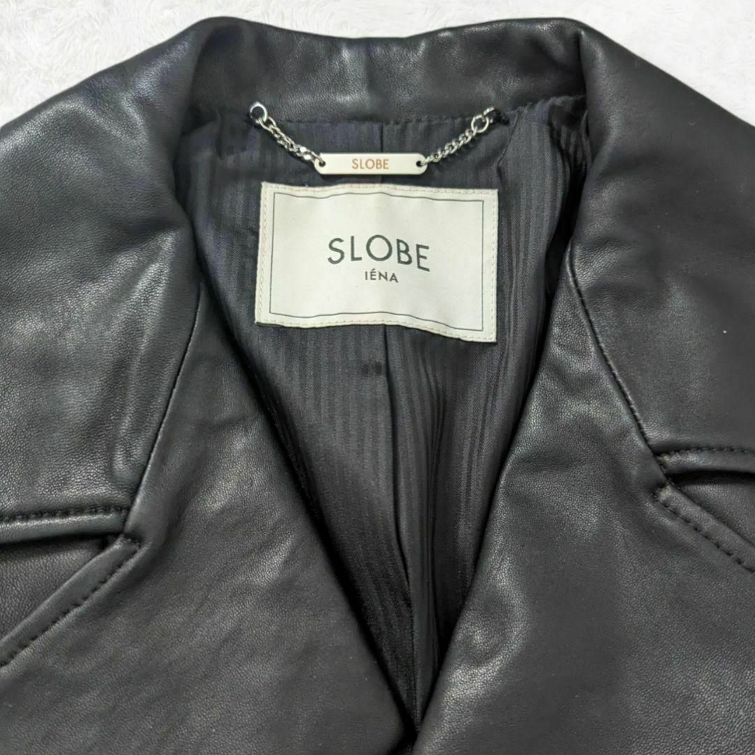 SLOBE IENA(スローブイエナ)の良品　スローブイエナ　ラムレザー　レザージャケット　ライダース　ダブル　M レディースのジャケット/アウター(ライダースジャケット)の商品写真
