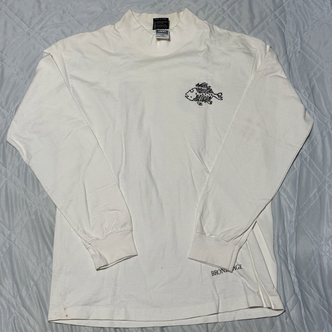 STUSSY(ステューシー)の90's BRONZE AGE ロンT モックネック White L USA製 メンズのトップス(Tシャツ/カットソー(七分/長袖))の商品写真