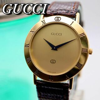 グッチ(Gucci)の良品 GUCCI ローマンベゼル ラウンド ゴールド メンズ腕時計 703(腕時計(アナログ))
