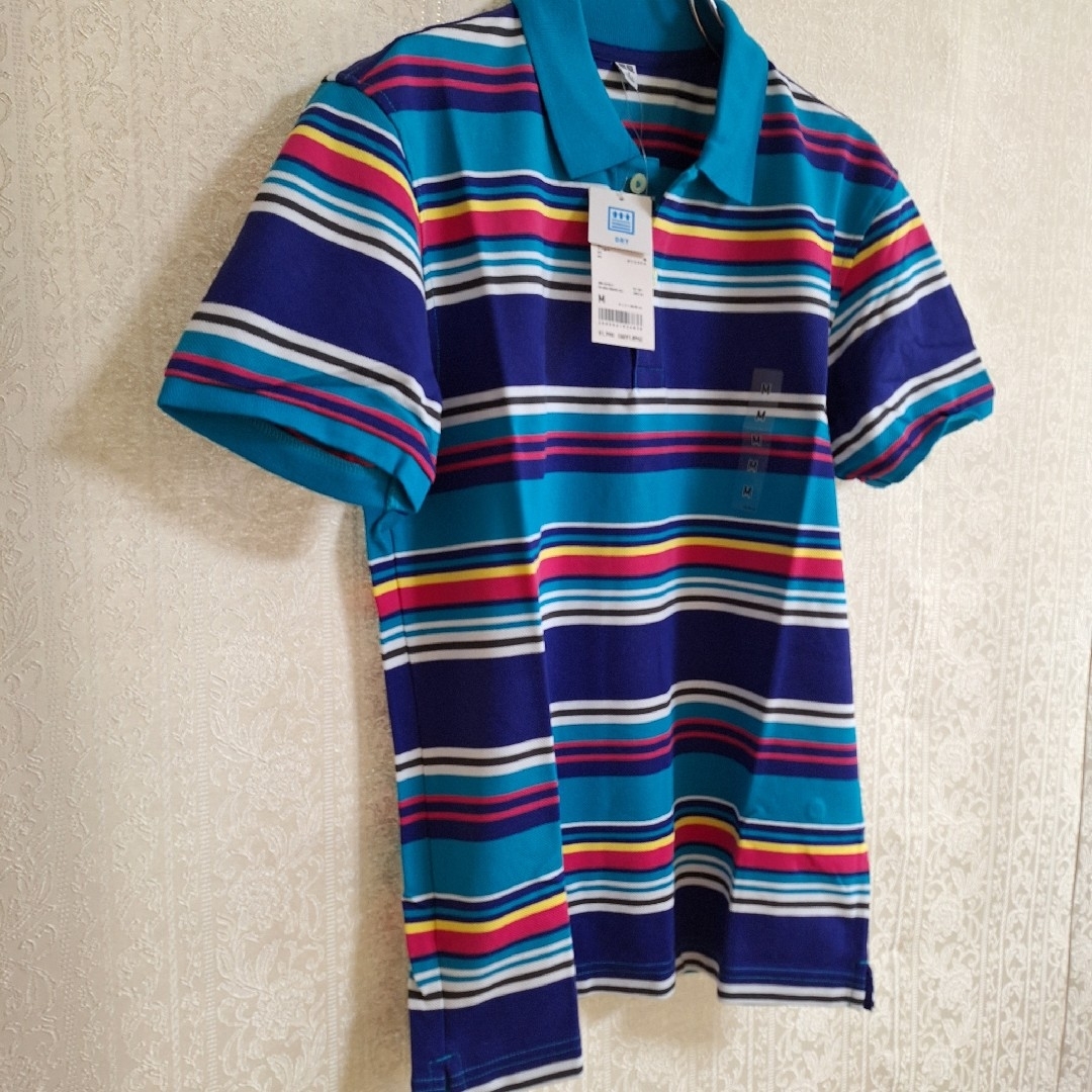UNIQLO(ユニクロ)のユニクロ　ドライカノコ　ボーダーポロシャツ半袖M メンズのトップス(ポロシャツ)の商品写真