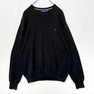 ポロラルフローレン(POLO RALPH LAUREN)のポロラルフローレン　ポニー刺繍　前V　ガゼット　スウェット　トレーナー　黒　M(スウェット)