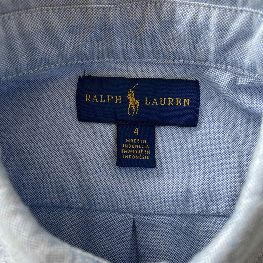 POLO RALPH LAUREN(ポロラルフローレン)の美品　ラルフローレン　ボタンダウンシャツ　デニム調水色　110 キッズ/ベビー/マタニティのキッズ服男の子用(90cm~)(ブラウス)の商品写真