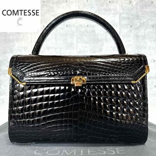 コンテス(COMTESSE)の【未使用級】COMTESSE クロコダイル BLACK ジャッキー ハンドバッグ(ハンドバッグ)