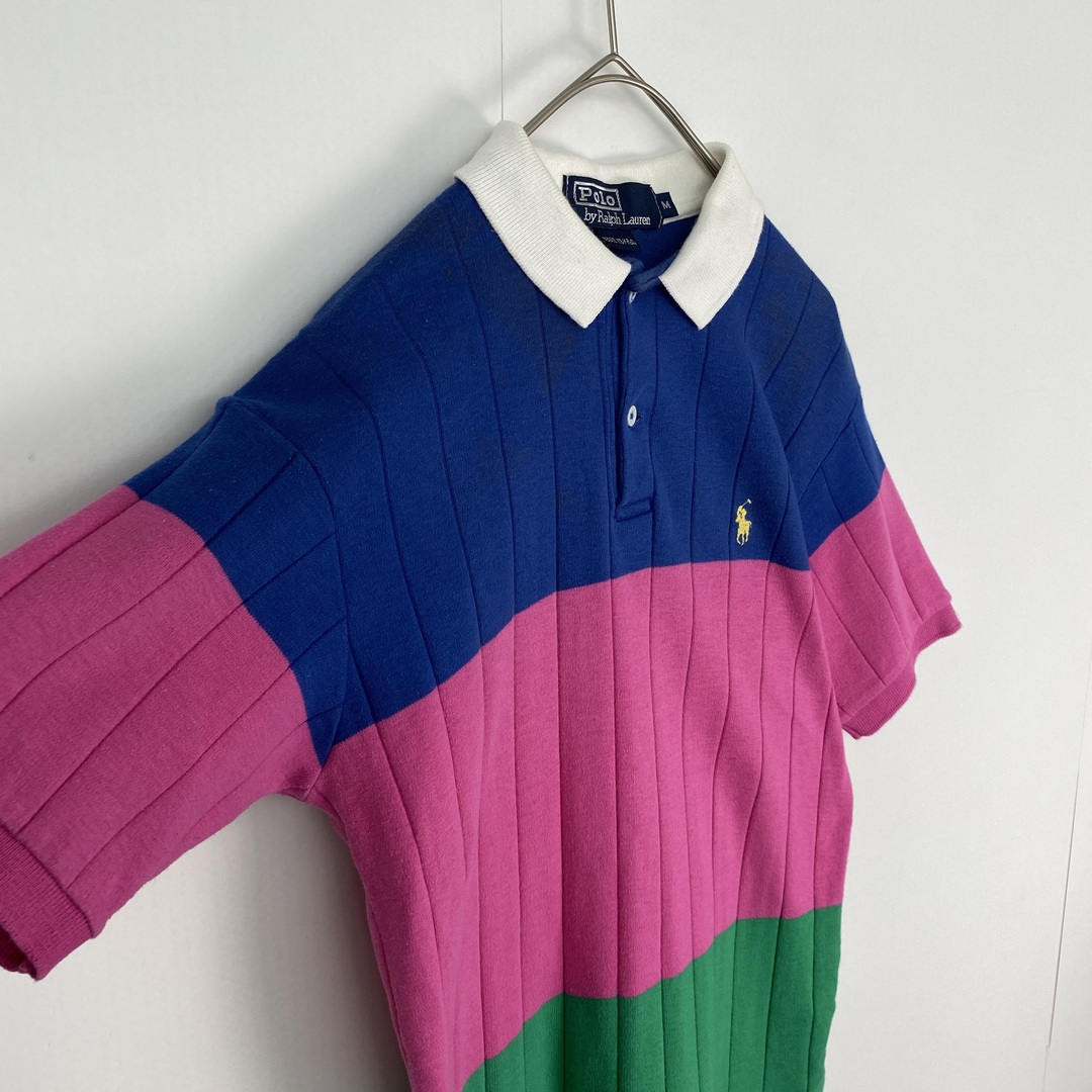 POLO RALPH LAUREN(ポロラルフローレン)の【ポロラルフローレン　半袖ポロシャツ　ハーフボタン　USA　マルチカラー　古着】 メンズのトップス(ポロシャツ)の商品写真