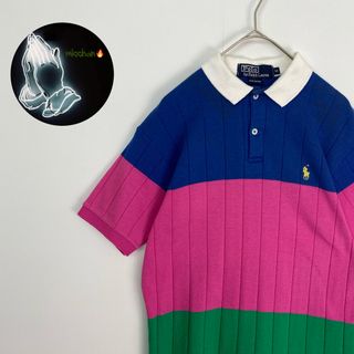 ポロラルフローレン(POLO RALPH LAUREN)の【ポロラルフローレン　半袖ポロシャツ　ハーフボタン　USA　マルチカラー　古着】(ポロシャツ)