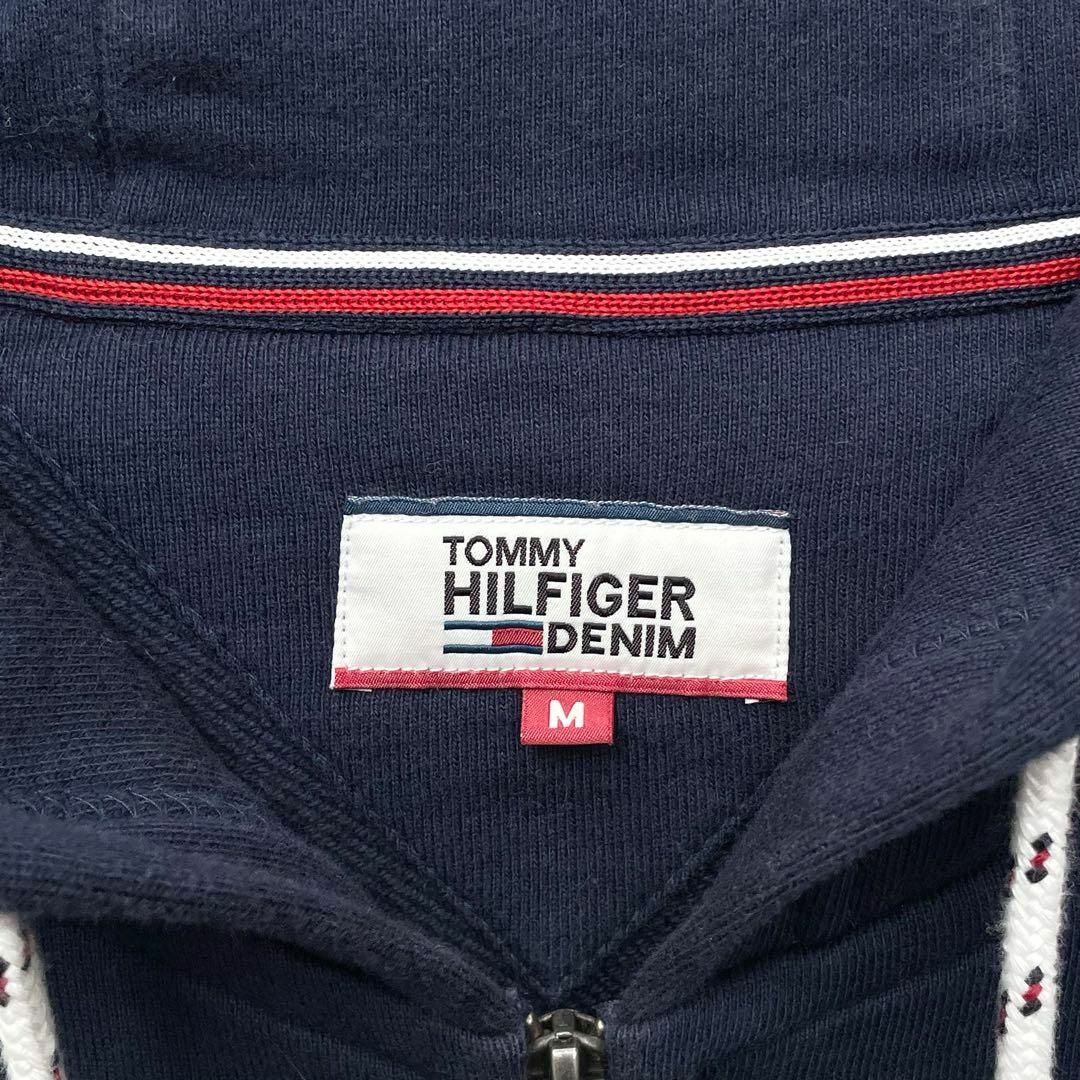 TOMMY HILFIGER(トミーヒルフィガー)のトミーヒルフィガー　ジップアップ　アーチロゴ　刺繍　スウェット　フーディー　紺 メンズのトップス(パーカー)の商品写真