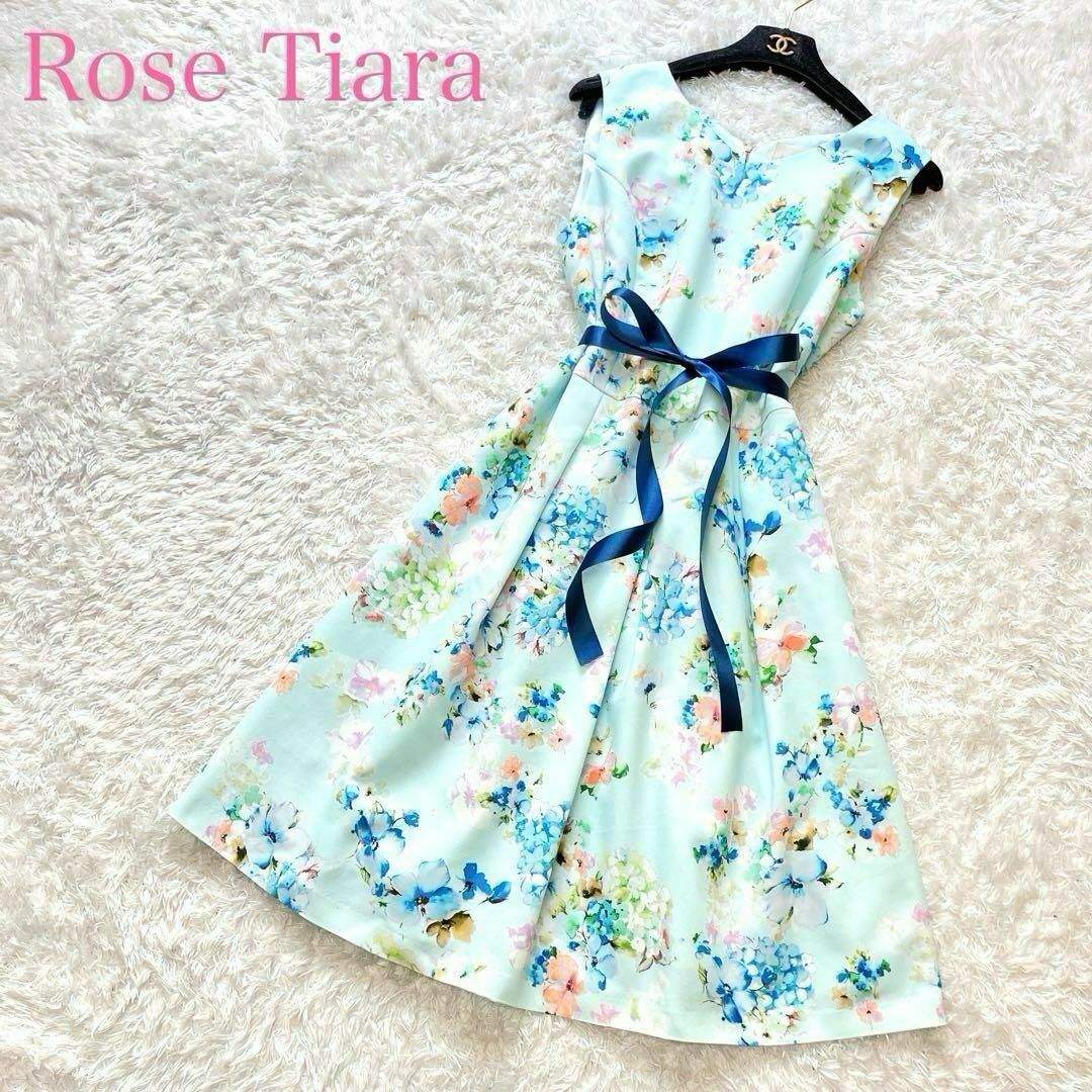 Rose Tiara(ローズティアラ)の極美品 ローズティアラ ワンピース 42 XL フレア Aライン 花柄 総柄 レディースのワンピース(ひざ丈ワンピース)の商品写真