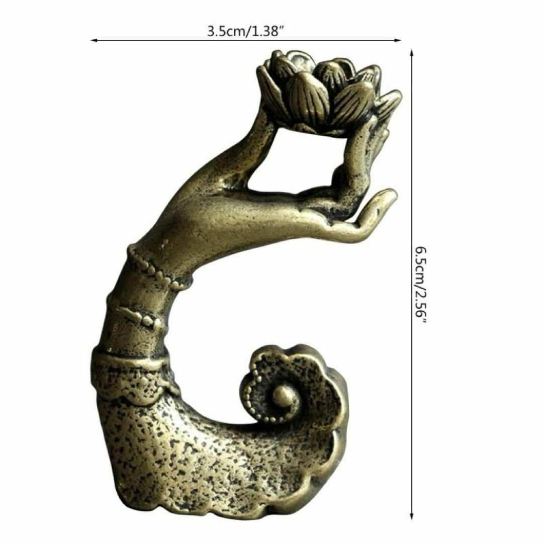お香立て　手　香炉　真鍮　置物　コーンタイプ　エスニック　アジアン　オブジェ エンタメ/ホビーの美術品/アンティーク(金属工芸)の商品写真