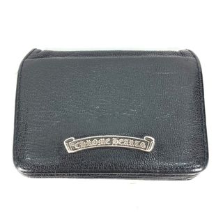 クロムハーツ(Chrome Hearts)のクロムハーツ CHROME HEARTS ロゴ 名刺入れ パスケース 2つ折り カードケース レザー ネイビー(名刺入れ/定期入れ)