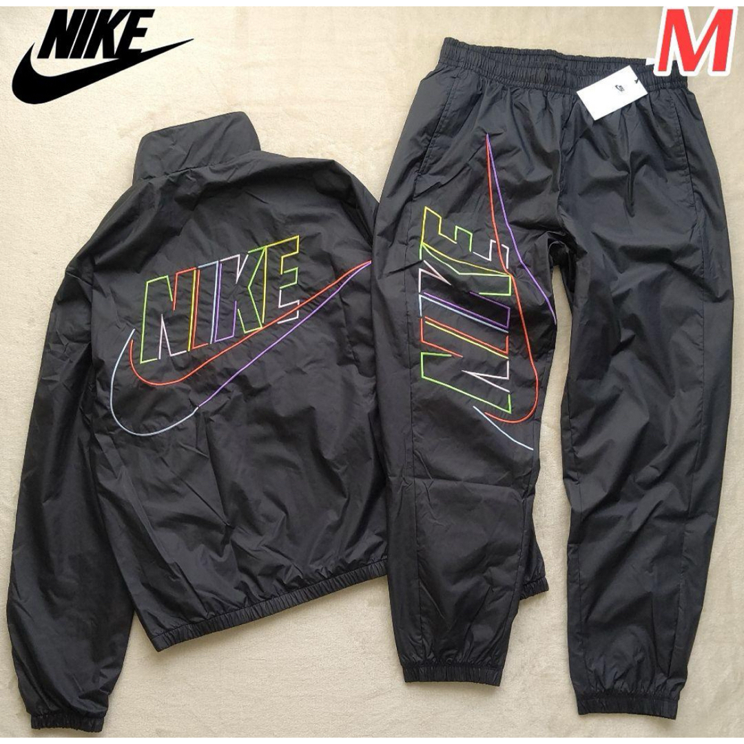 Mショップ古着美品 NIKE セットアップ ナイロンジャケット パンツ 黒 L 上下セット 黒