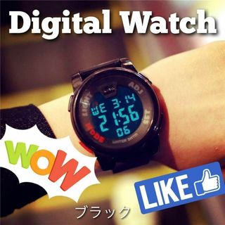 ミリタリー腕時計　デジタル腕時計　メンズ腕時計　レディース腕時計　［ブラック］(腕時計)