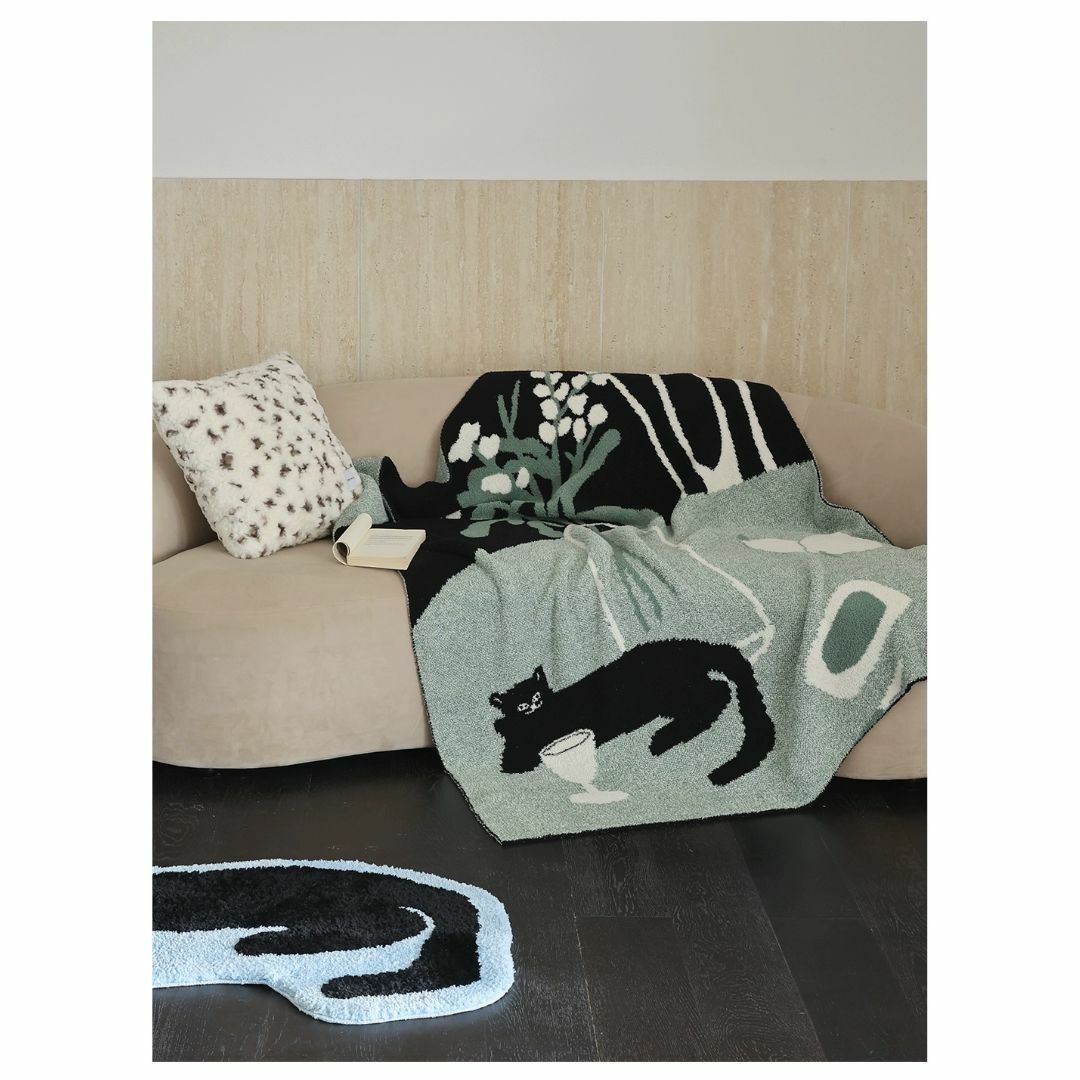 unico - Spendtime ねこ柄 ブランケット 黒猫 アート 花瓶柄 unico - Spendtime ねこ柄 ブランケット 黒猫 アート 花瓶柄