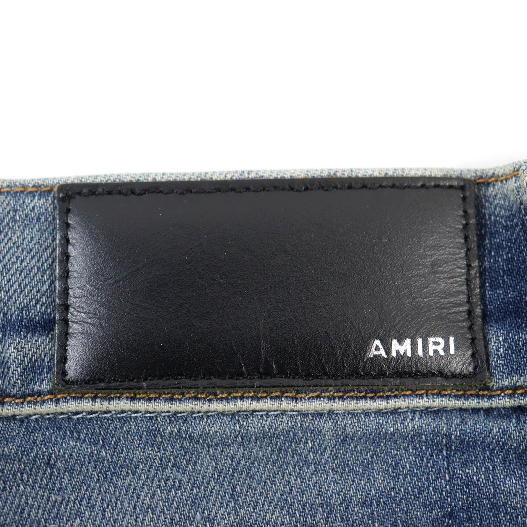 【ドンドン見直し】良品○AMIRI アミリ RN 150712 レザー切替 ダメージ加工 ストレッチ生地 クラッシュデニムパンツ/スキニージーンズ インディゴブルー S USA製 正規品 メンズ メンズのトップス(ジャージ)の商品写真