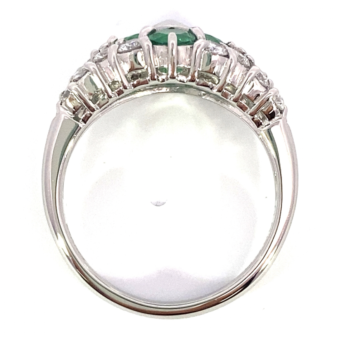 【JC4497】Pt900 天然エメラルド ダイヤモンド リング レディースのアクセサリー(リング(指輪))の商品写真