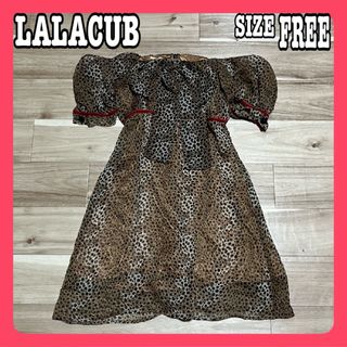 LALACUB ララキューブ 半袖ワンピース ヒョウ柄 FREEサイズ(ミニワンピース)