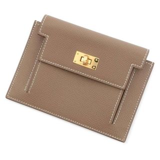 Hermes - エルメス 財布 ケリーポケット コンパクト エトゥープ/ゴールド金具 ヴォーエプソン Y刻印