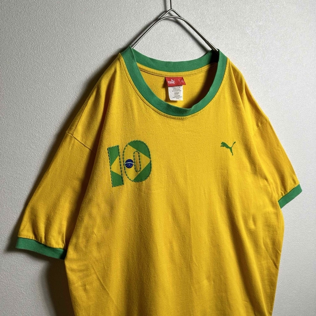 PUMA(プーマ)のPUMAプーマ　リンガーTシャツ　Lサイズ　ブラジルカラー　サッカー　黄色　緑 メンズのトップス(Tシャツ/カットソー(半袖/袖なし))の商品写真