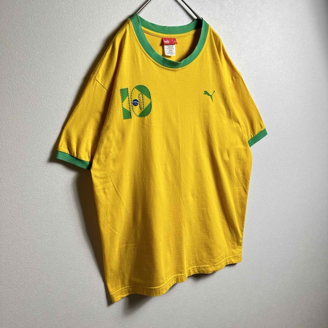 PUMA(プーマ)のPUMAプーマ　リンガーTシャツ　Lサイズ　ブラジルカラー　サッカー　黄色　緑 メンズのトップス(Tシャツ/カットソー(半袖/袖なし))の商品写真