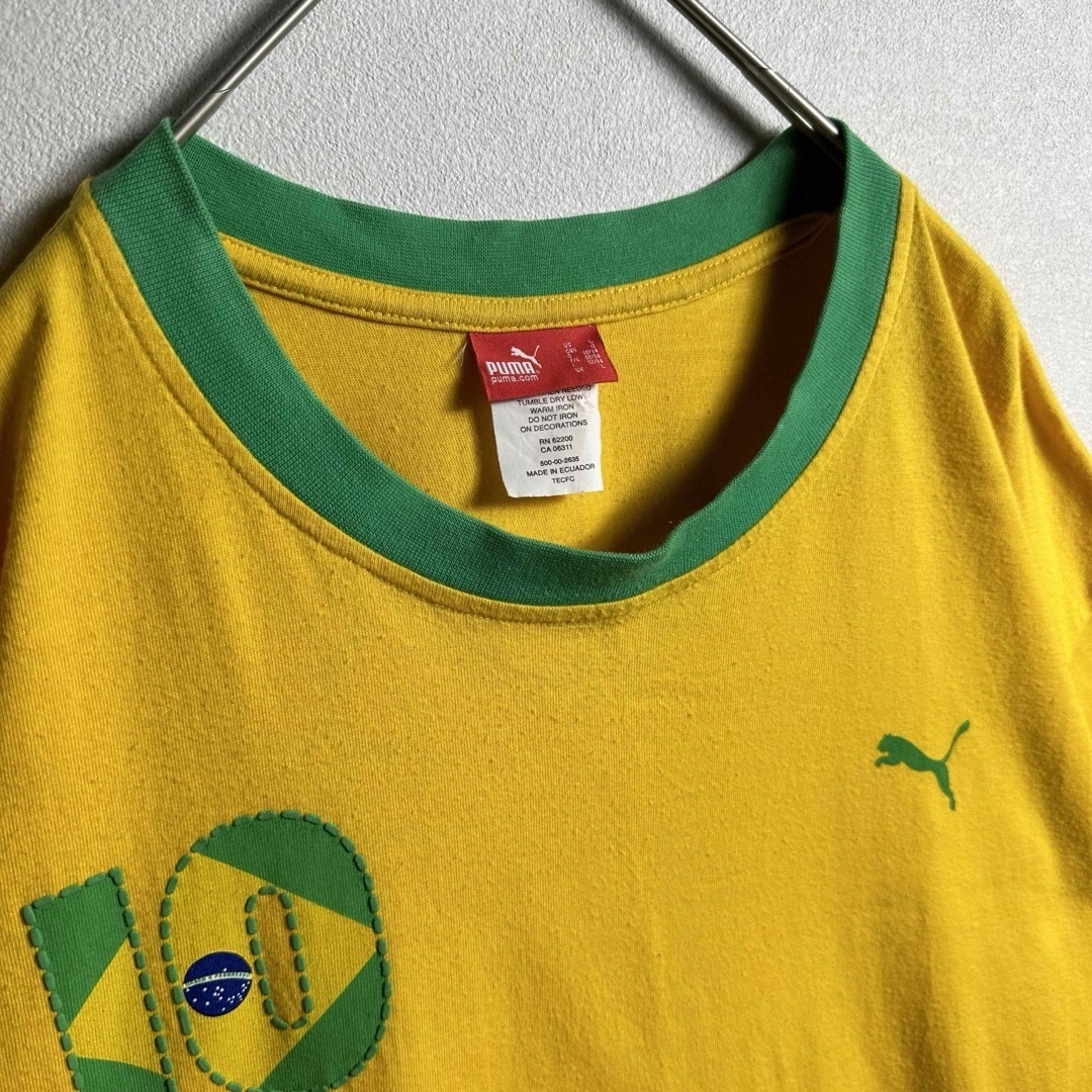 PUMA(プーマ)のPUMAプーマ　リンガーTシャツ　Lサイズ　ブラジルカラー　サッカー　黄色　緑 メンズのトップス(Tシャツ/カットソー(半袖/袖なし))の商品写真