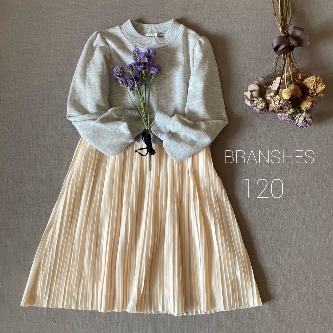 Branshes(ブランシェス)のBRANSHESブランシェス ｜プリーツ切替ドッキングワンピース120 キッズ/ベビー/マタニティのキッズ服女の子用(90cm~)(ワンピース)の商品写真