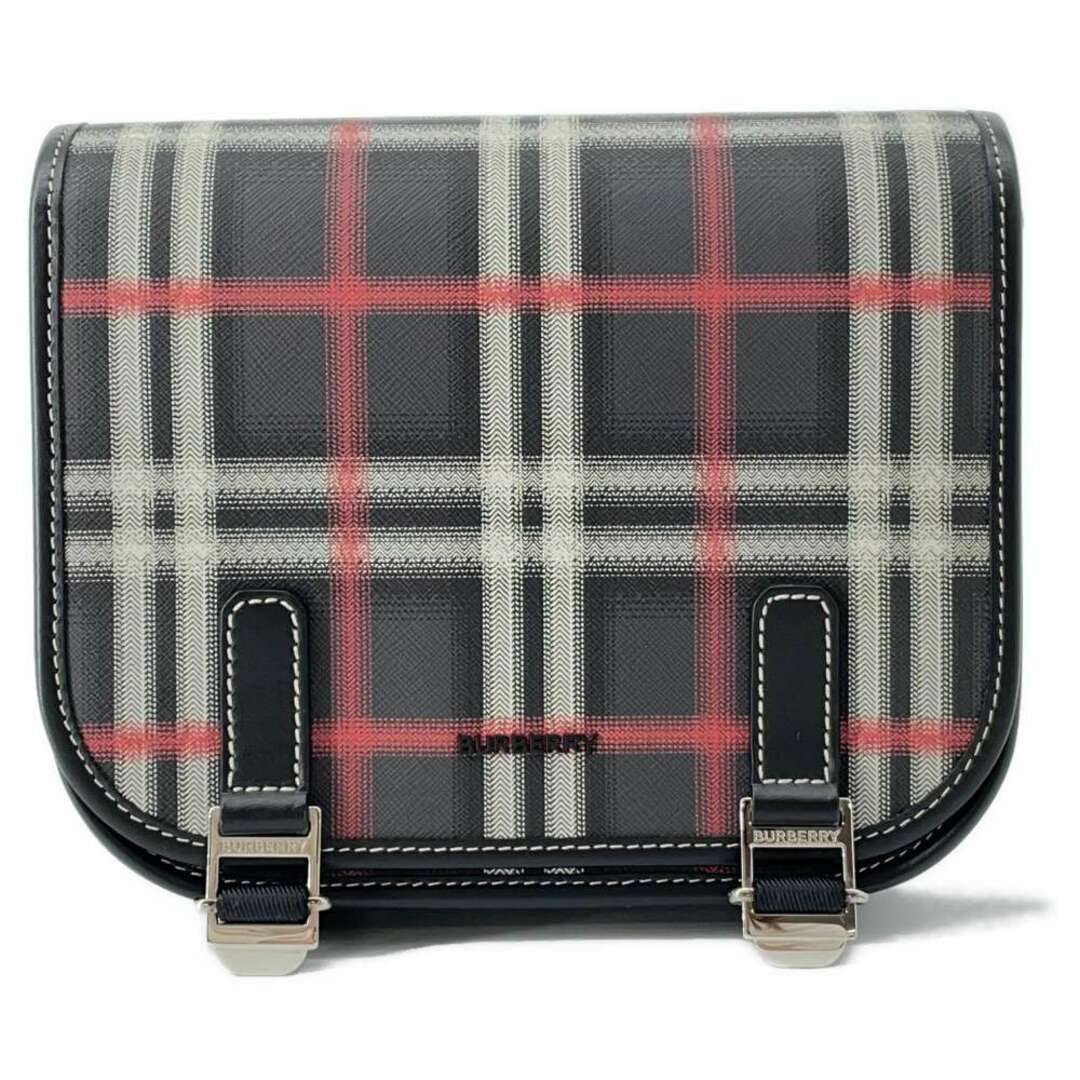 BURBERRY(バーバリー)のバーバリー ショルダーバッグ チェック レザー 80565471 BURBERRY メンズ 黒 メンズのバッグ(ショルダーバッグ)の商品写真