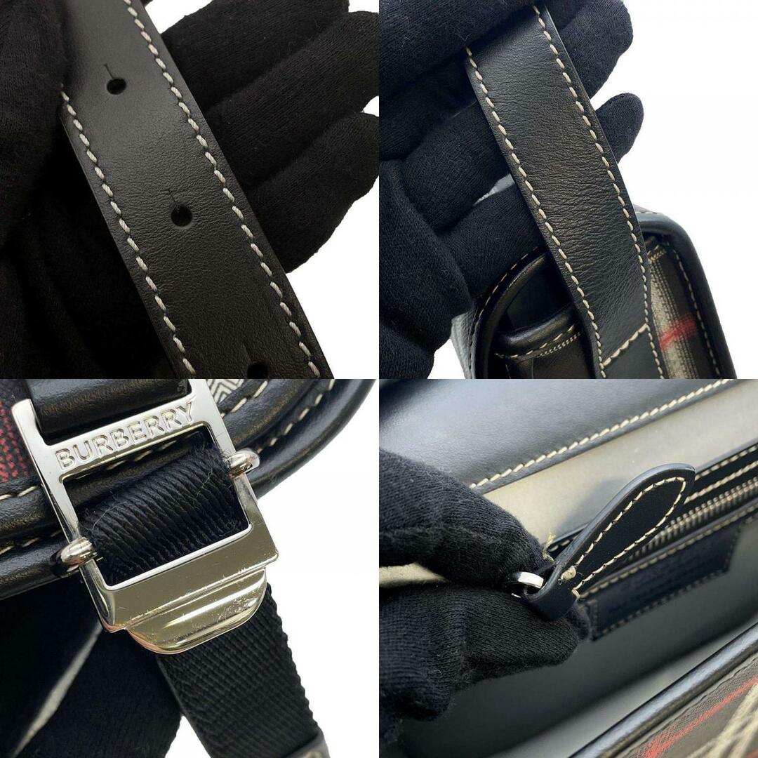 BURBERRY(バーバリー)のバーバリー ショルダーバッグ チェック レザー 80565471 BURBERRY メンズ 黒 メンズのバッグ(ショルダーバッグ)の商品写真