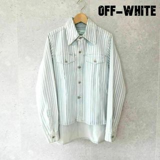 美品 Off-White ストライプ柄 デニムジャケット デニムシャツ