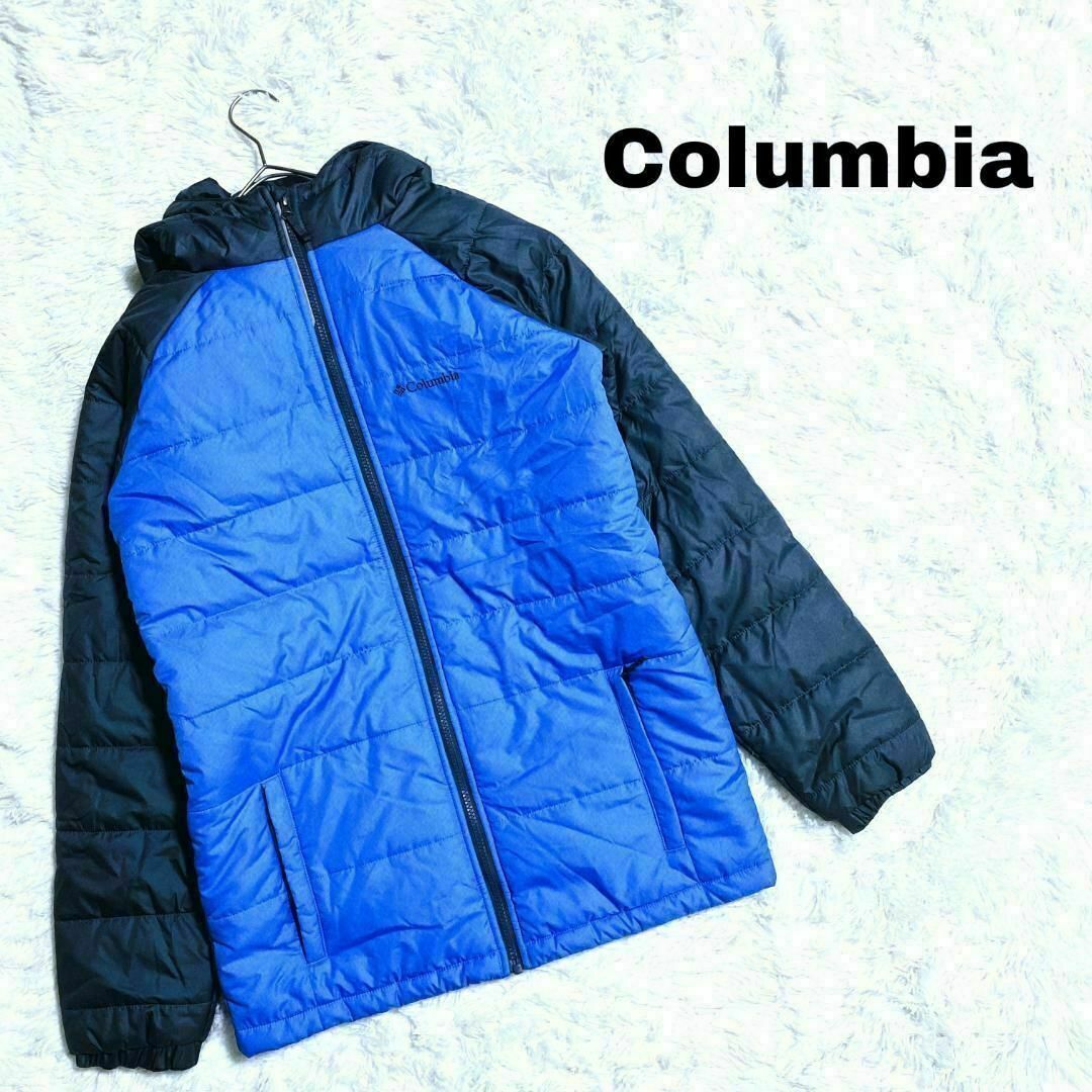 Columbia(コロンビア)のUS古着 コロンビア 中綿フーデッドジャケット ロゴ刺繍 バイカラー c38① レディースのジャケット/アウター(その他)の商品写真