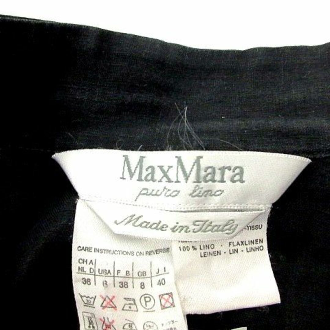 Max Mara(マックスマーラ)のマックスマーラ ブラウス ノースリーブ リネン I40 M相当 スミクロ 黒 レディースのトップス(シャツ/ブラウス(半袖/袖なし))の商品写真