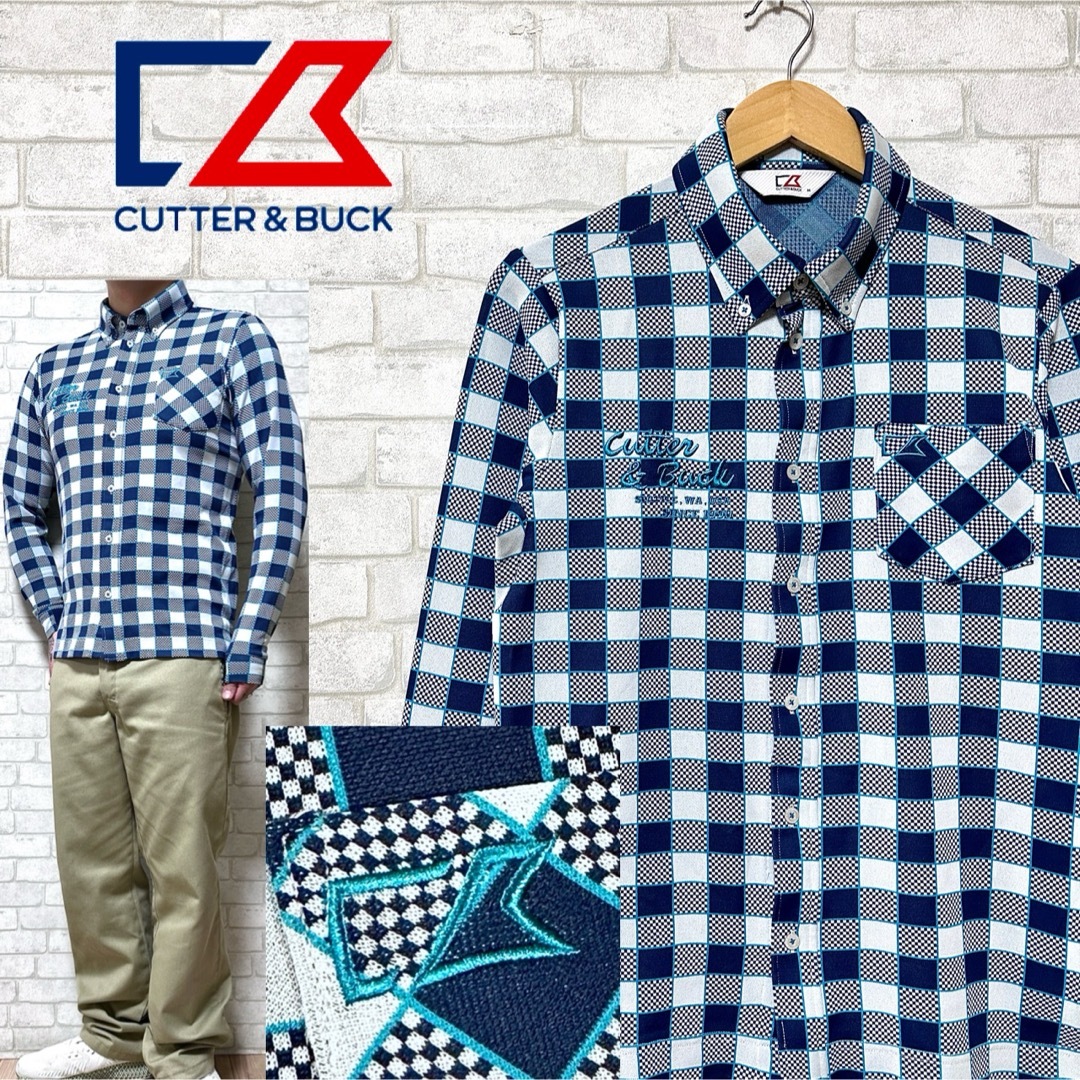 CUTTER & BUCK(カッターアンドバック)のCUTTER&BUCK カッターアンドバック ストレッチ チェックシャツ 長袖 スポーツ/アウトドアのゴルフ(ウエア)の商品写真