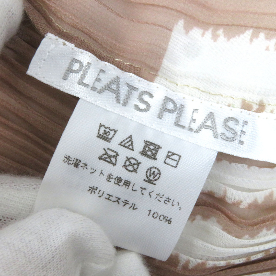 極美品△PLEATS PLEASE プリーツプリーズ イッセイミヤケ 19SS PP92-AD291 WINDOW GLASS MADAME-T 総柄 ポンチョ ブラウン系 日本製 正規品 レディース レディースのジャケット/アウター(ポンチョ)の商品写真