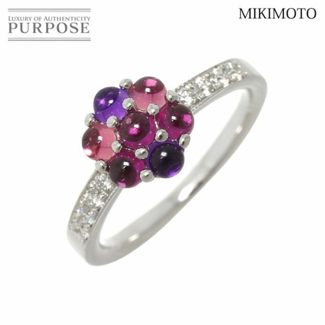 MIKIMOTO(ミキモト)のミキモト MIKIMOTO 13号 リング ガーネット アメジスト ダイヤ 0.14ct K18 WG 750 指輪 VLP 90222391 レディースのアクセサリー(リング(指輪))の商品写真