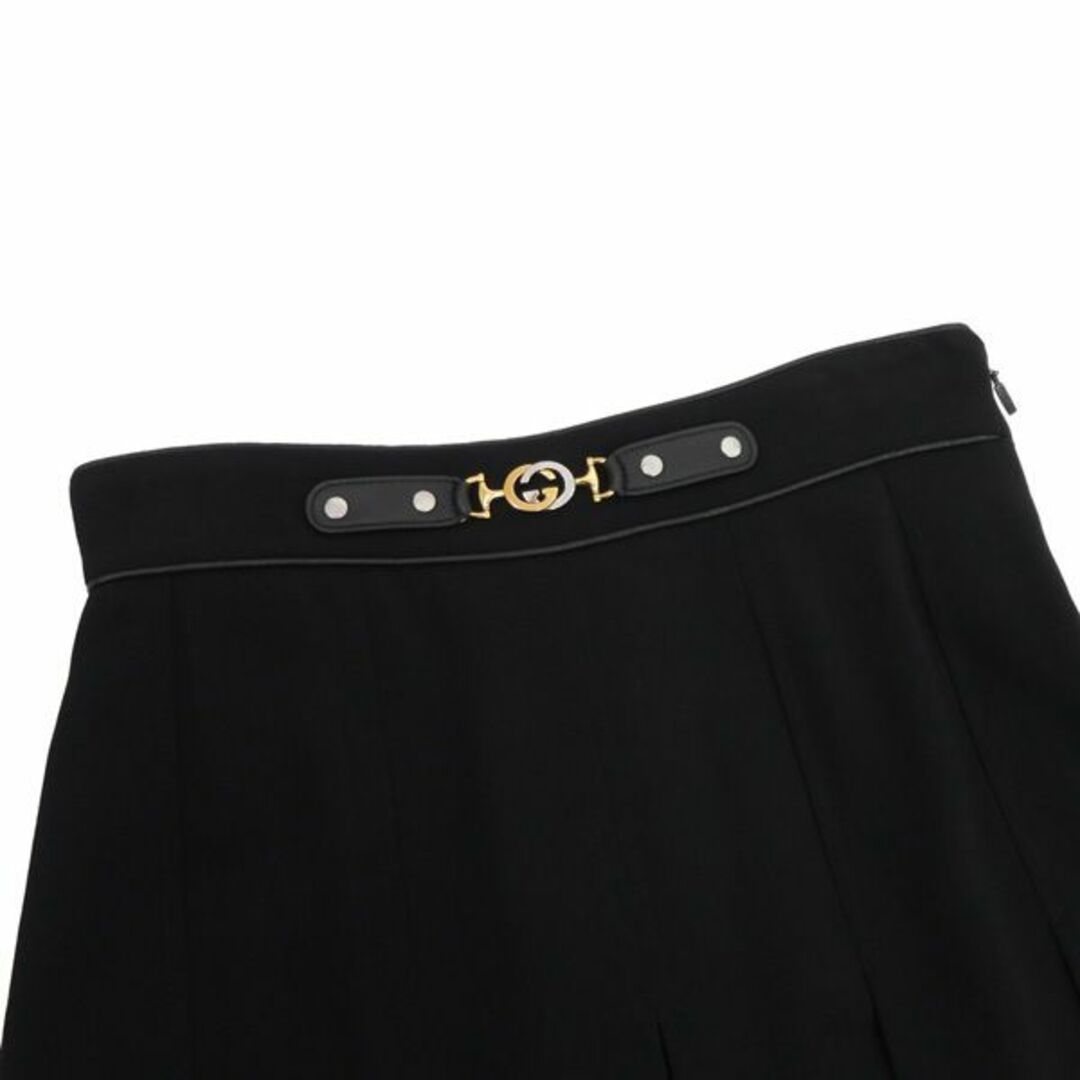 Gucci(グッチ)の極美品 GUCCI グッチ 596968 ズゥミ インターロッキング ホースビット レザー使い ワイド プリーツ スカート ガウチョ パンツ 46370 レディースのスカート(ロングスカート)の商品写真