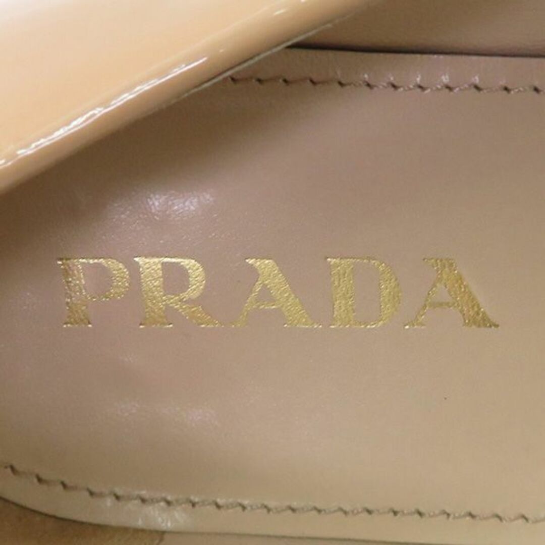 PRADA(プラダ)の美品 PRADA プラダ 1S654F ロゴ リボン エナメル レザー フラット パンプス シューズ 箱付き 46328 レディースの靴/シューズ(ハイヒール/パンプス)の商品写真
