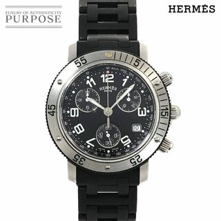 エルメス(Hermes)のエルメス HERMES クリッパー ダイバーズ クロノグラフ CL2.915 メンズ 腕時計 デイト ブラック 文字盤 クォーツ ウォッチ Clipper VLP 90228934(腕時計(アナログ))